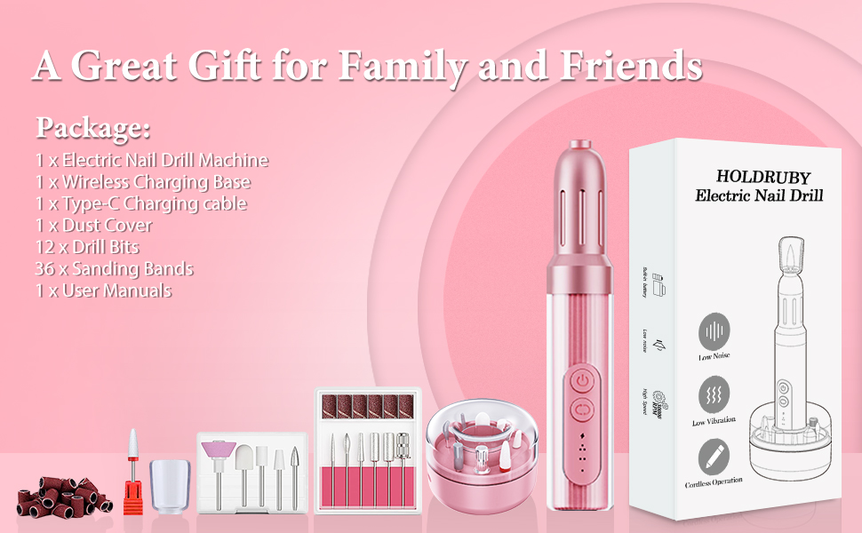 Nail Drill HOLDRUBY, Cordless Electric Nail Drill