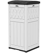 DWVO 31 Gallon Outdoor Trash Can, Resin Garbage Can with Tiered Lid and Drip Tray, Waterproof Tra...