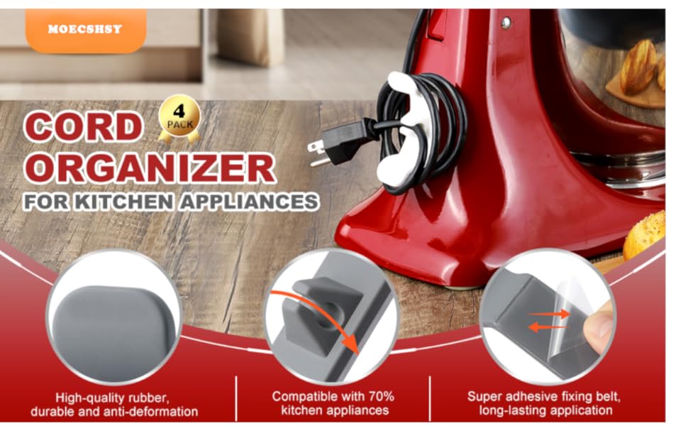 4 Pack Cord Organizer for Appliances Universal Cord Holder Tidy Wrap