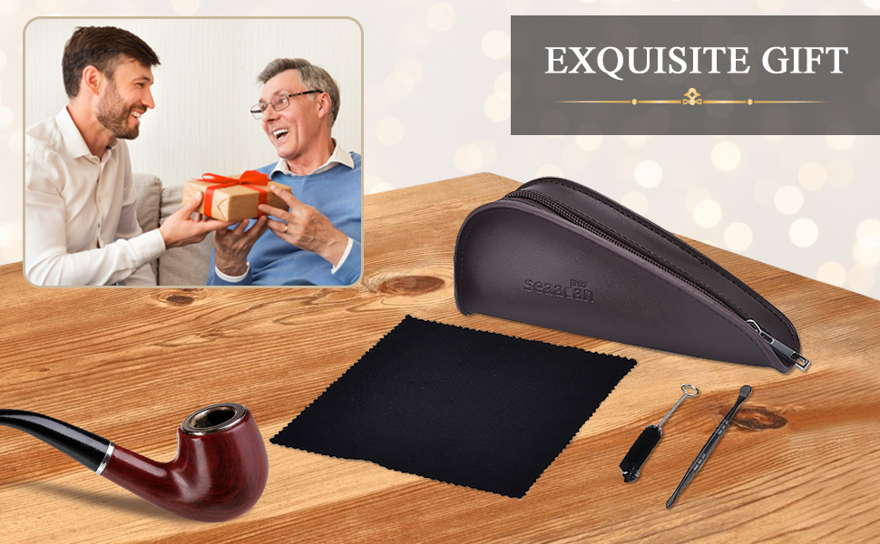 Leather Tobacco Pipe Pouch Portable Zipper Single Tobacco