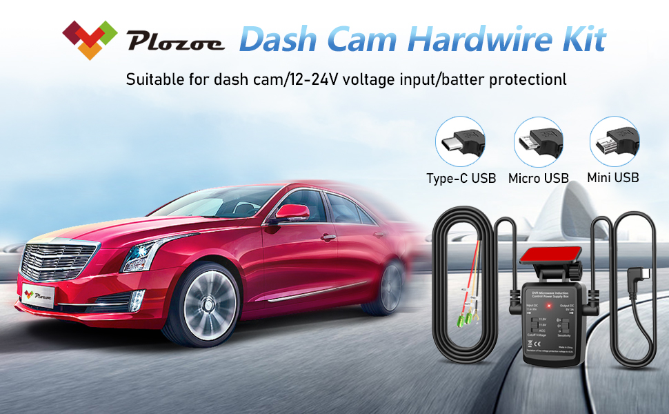 Dash Cam Hardwire Kit,Mini USB Microwave Radar Sensing Dash