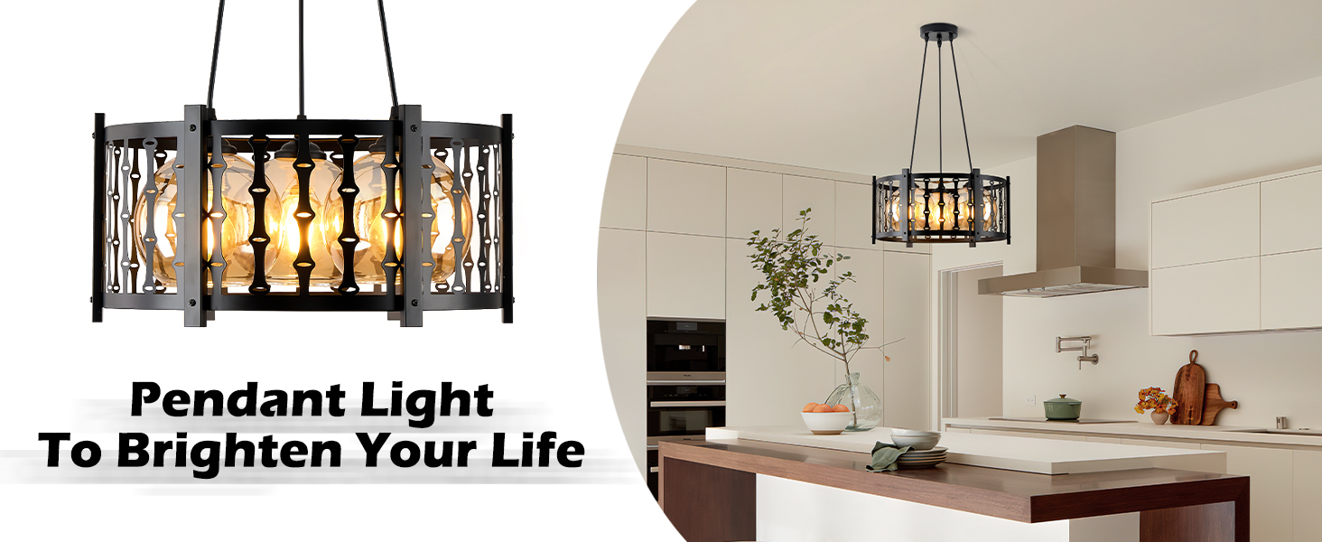 RHEAFON Modern Chandelier Black Chandelier for Dining Room,3Light