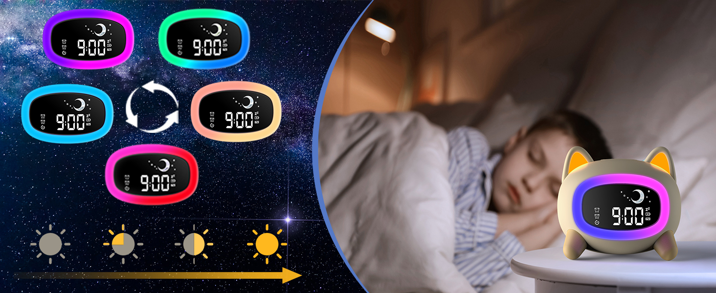 Lemnoi Kids Alarm Clock, Kids Sleep Trainer Clock, Wake Up Alarm Clock