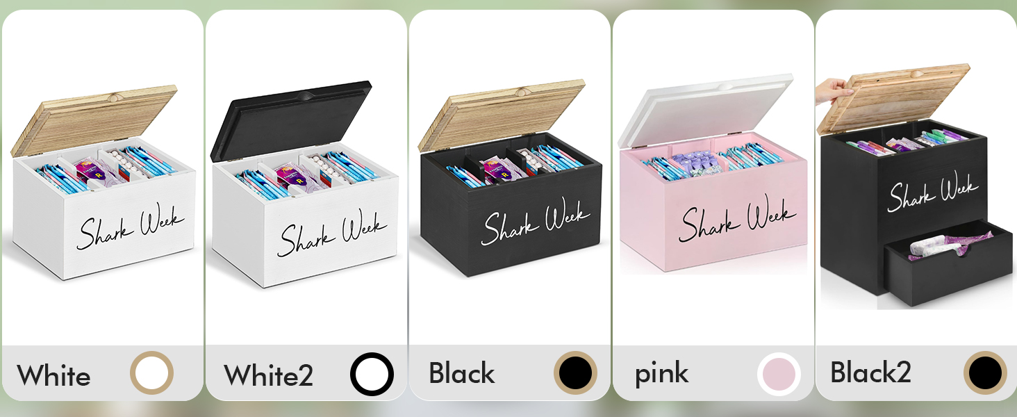 COZYYROME Tampon Holder for Bathroom with Lid, Shark Week Tampon Storage Pad