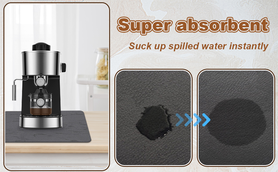 Coffee Maker Mat for Countertops 40 x 60cm Hide Stain Absorbent Coffee