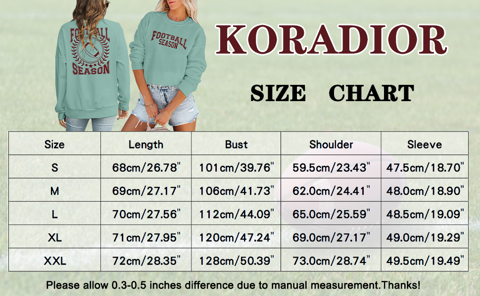 size chart,football season shirt