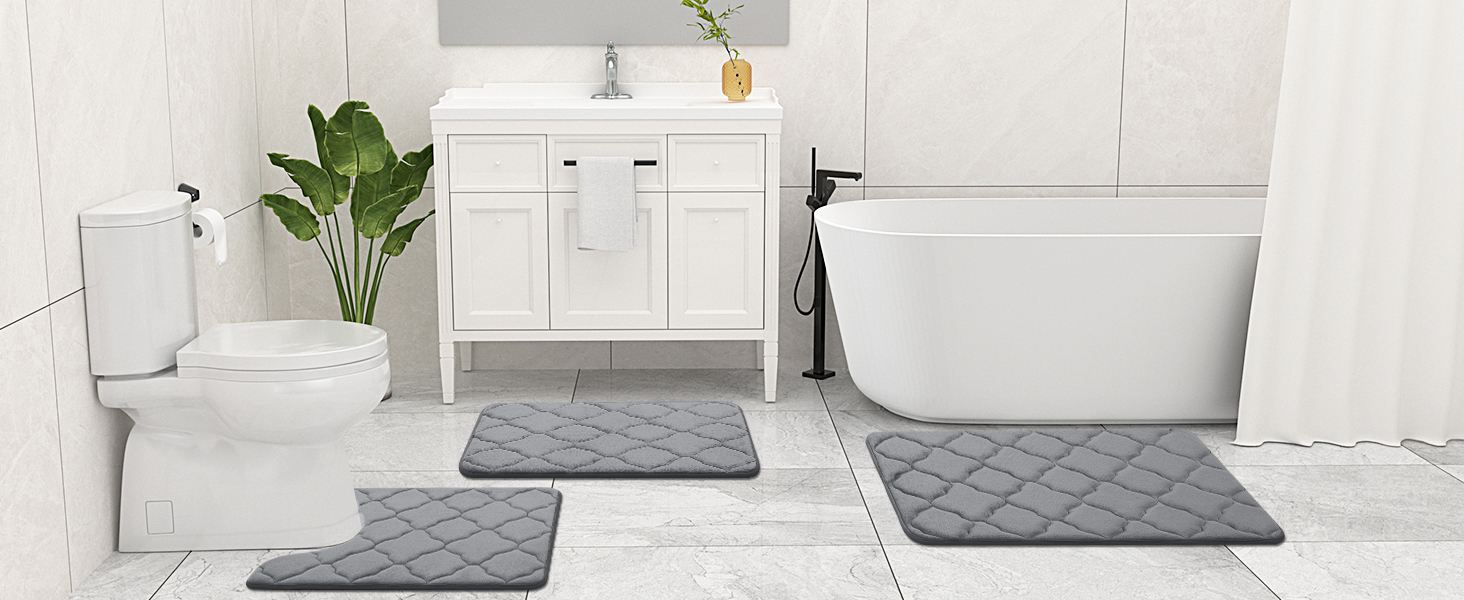 OLANLY Memory Foam Bathroom Rug Set 2 Piece, Soft Absorbent