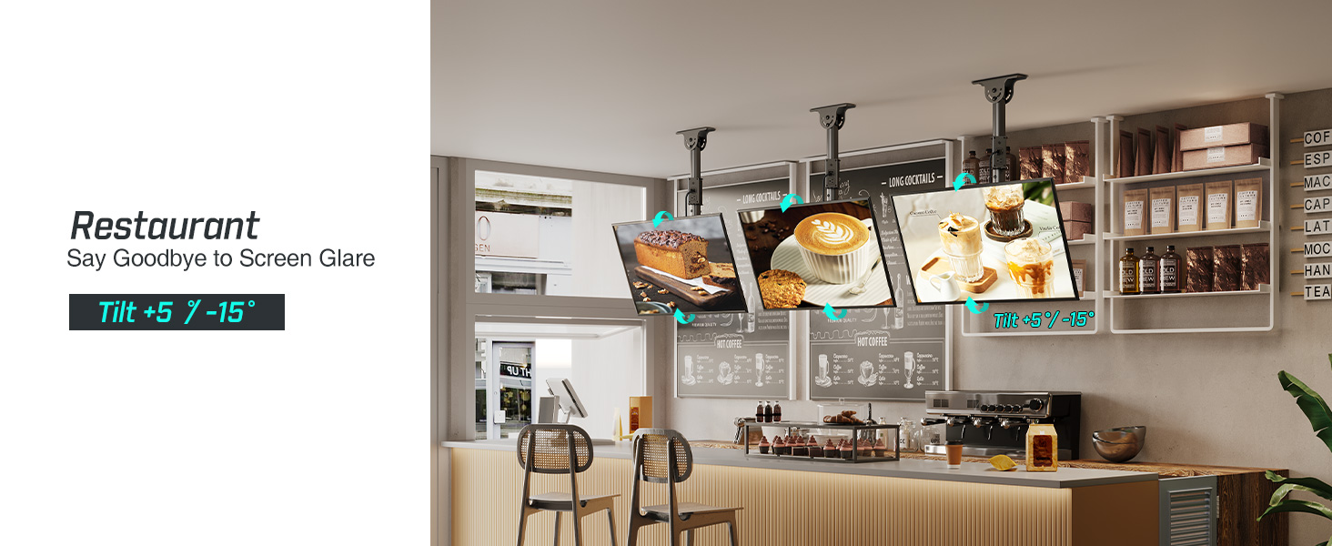 Greenstell Ceiling TV Mount with Power Outlet, TV Mount for