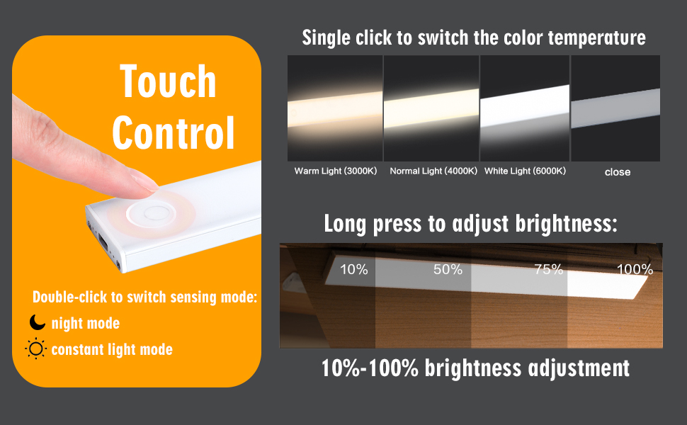 FullScreen Under Lighting, Touch Control Motion Sensor Light