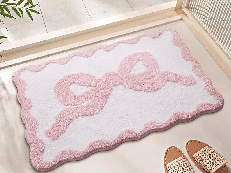 pink bow bath mat
