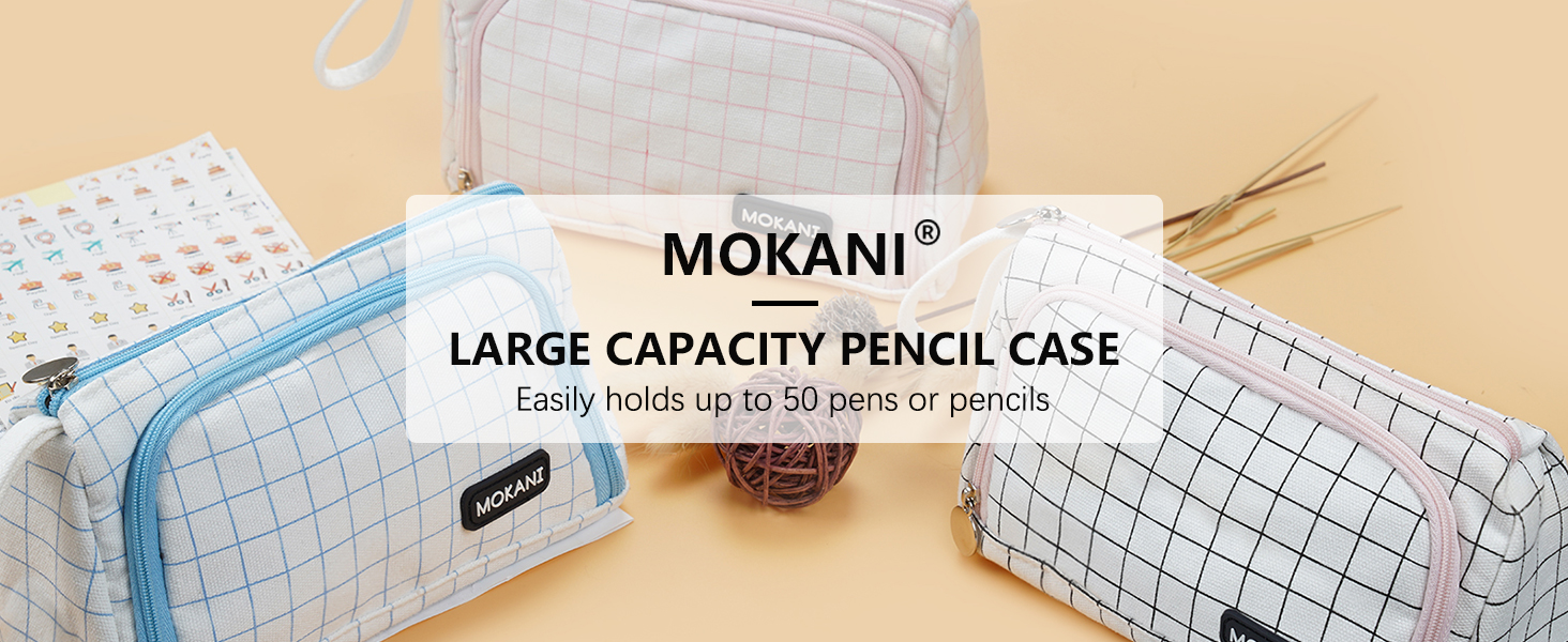 Mokani Large Capacity Pencil Case Organizer, Canvas Pen Pencil Pouch