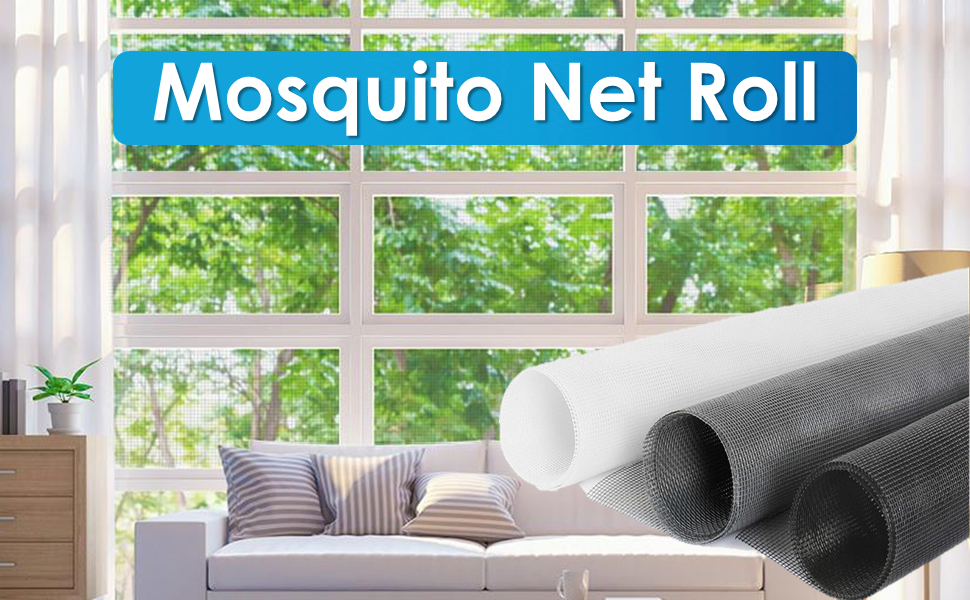 LifeKrafts 120 GSM Fiberglass Windows Mosquito Net Roll. DIY Cut to Any Size, for Small & Big