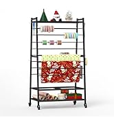 Gtouse Ribbon Storage Organizer, Freestanding Ribbon Holder Organizer Rack, 16 Tier Wrapping Pape...