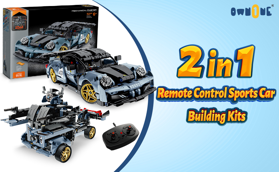 OWNONE 1 Sports Car Building Kit, 2 in 1 Stem Building Toy