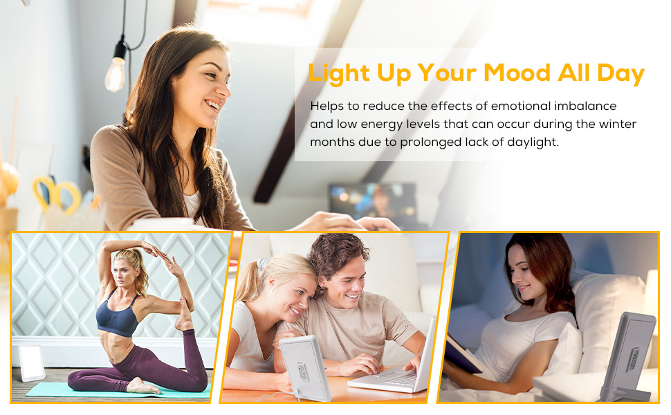 SAD Lamp, Light Therapy Lamp 10000 Lux, SAD LED Lights with 5 Brightness Modes,