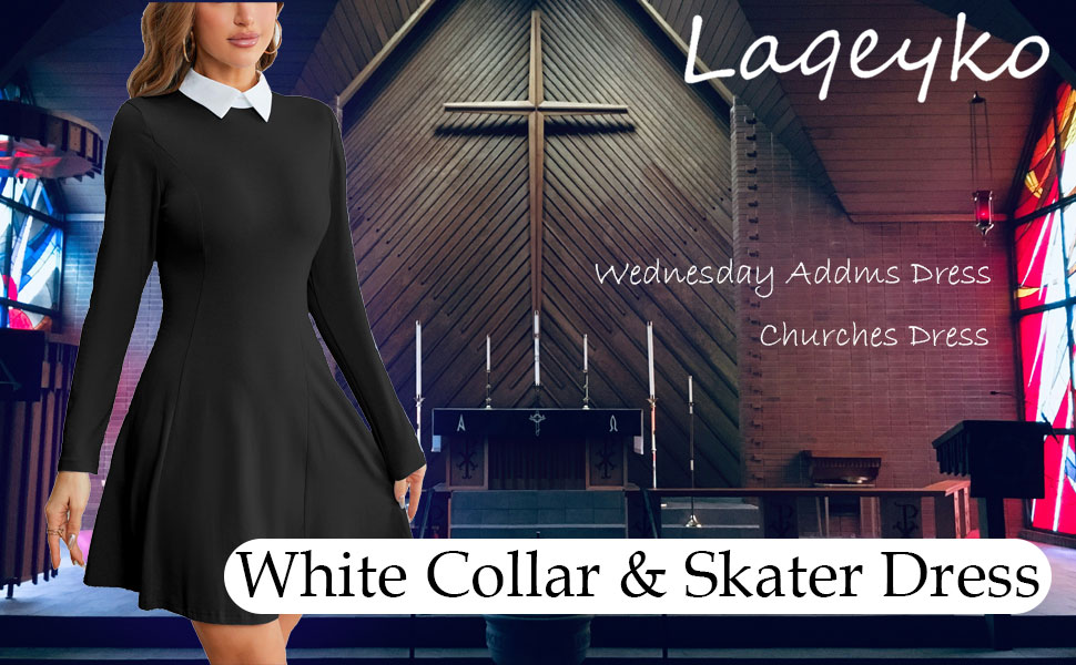 Black dress with white collar for Wednesday addams dress