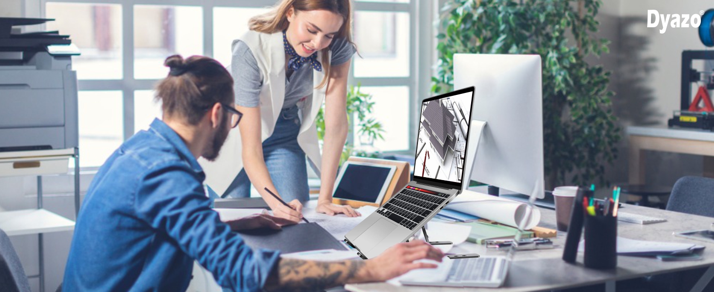 Dyazo 6 Angle Foldable & Portable Laptop Riser Stand Made with Aluminum Alloy |Compatible for Dell, Mac Book Air/Pro, Lenovo Acer Hp Asus & Other Laptop from 11.6 inch to 15.6 Inches- Black 94 6 Angles Laptop Stand - Black