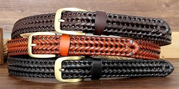 leather mens braided belt 