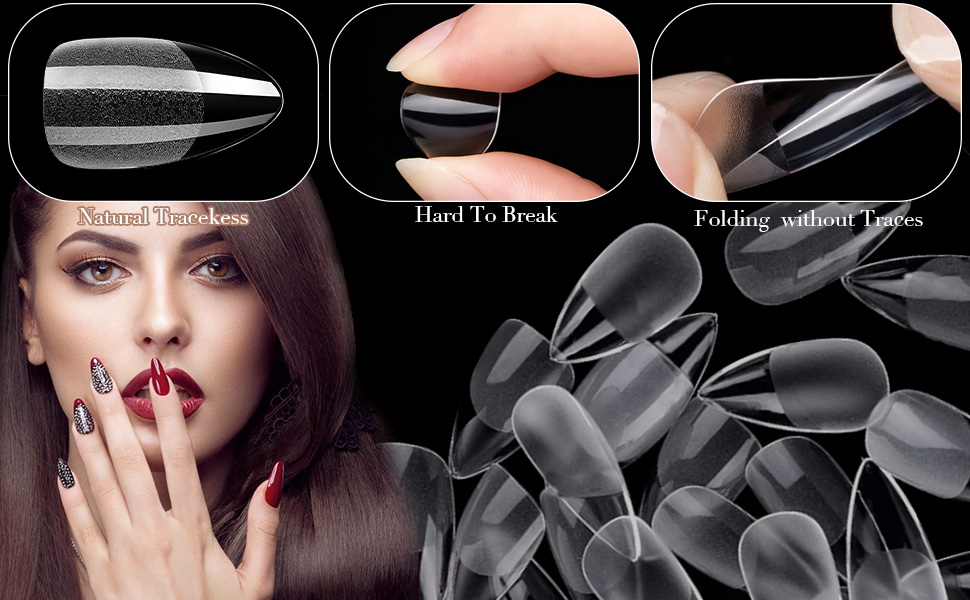 Nail Tips for Gel Extensions, 360PCS Clear Nail Tips Kit for Soak Off