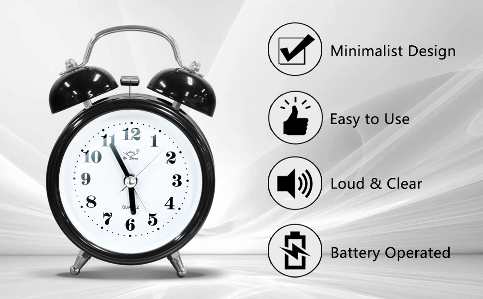 OWill Twin Bell Alarm Clock with 3D Dial Simple, Super
