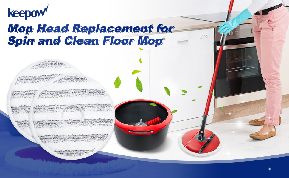 KEEPOW Mop Head Replacement for Vileda Spin and Clean Mop, Spin and
