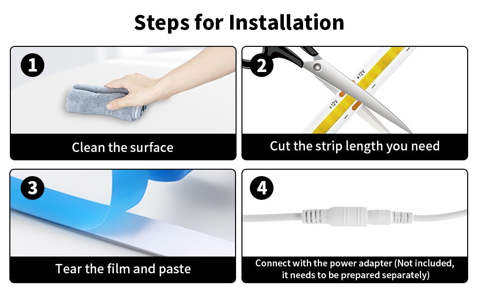 white cob led strip light flexible tv