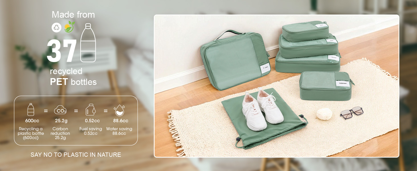 Packing Cubes Made from 37 Recycled PET Bottles