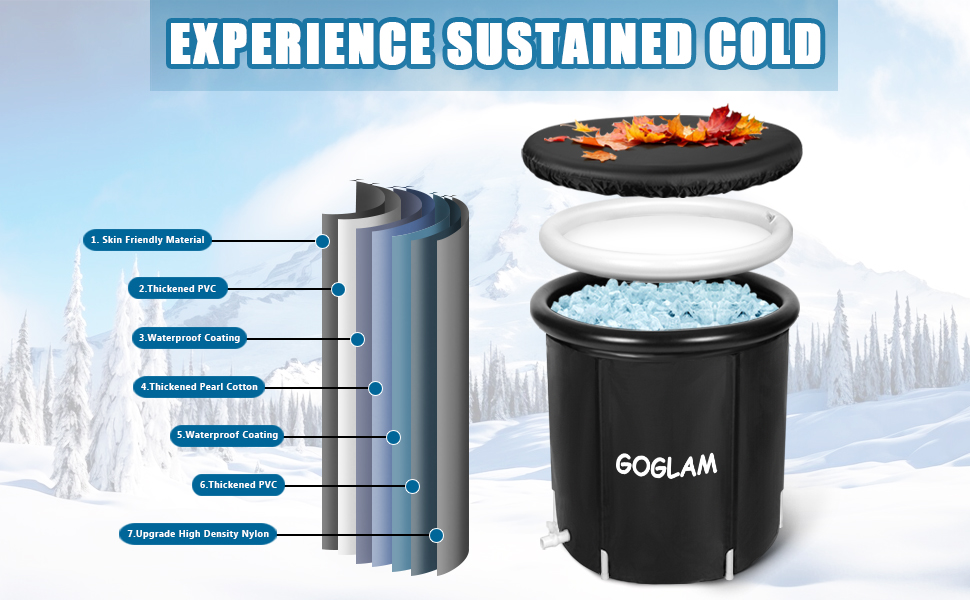 Ice Bath Tub for Athletes, 105 Gallon Cold Plunge Tub with Cover, Cold