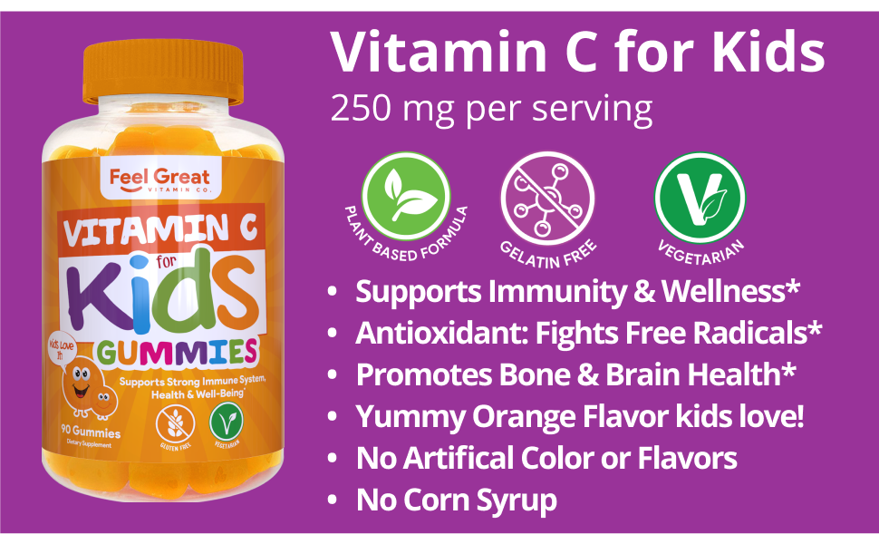 Kids Vitamin C Gummies Chewable Vitamin C for Immune