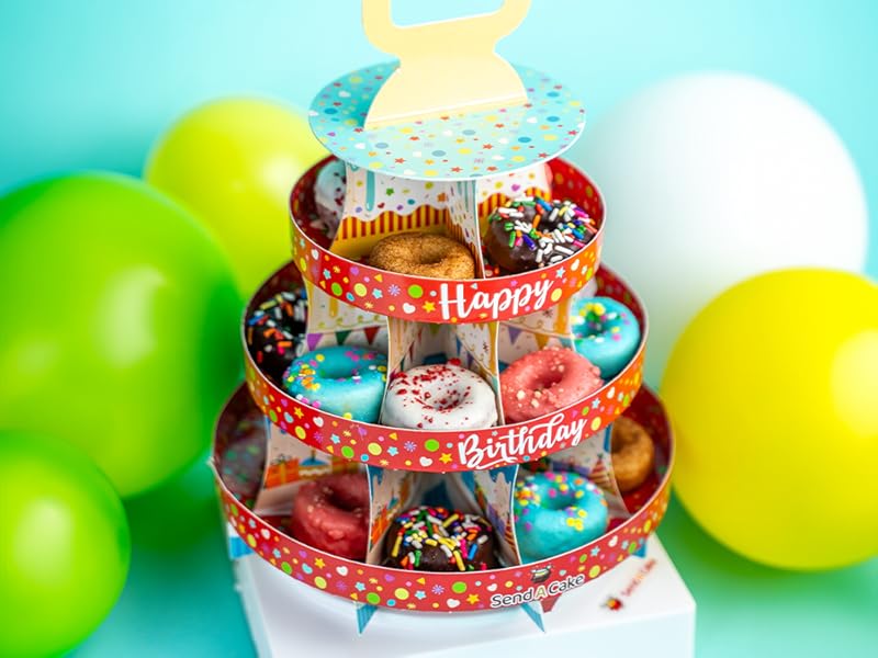 Amazon.com : SendaCake Happy Birthday Donut Tower, Ready to