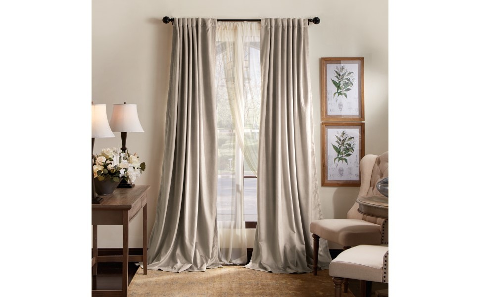 velvet curtains Martha Stewart blackout lined room darkening stripes sheers panels window sheers