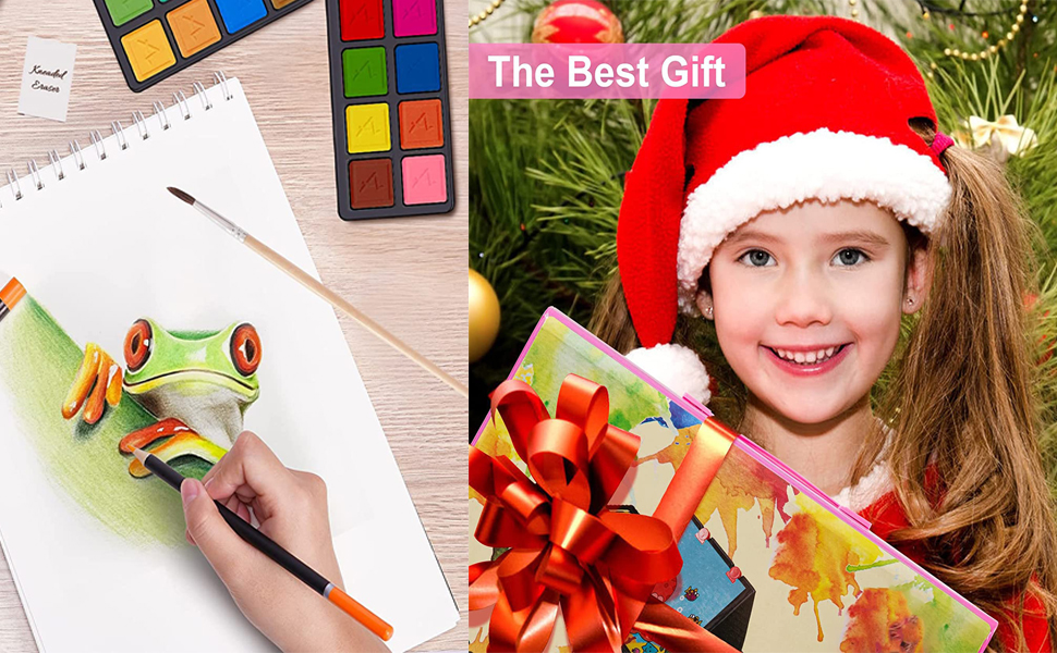 Shuban Deluxe Art Set Box & Drawing Kit with Crayons, Oil Pastels