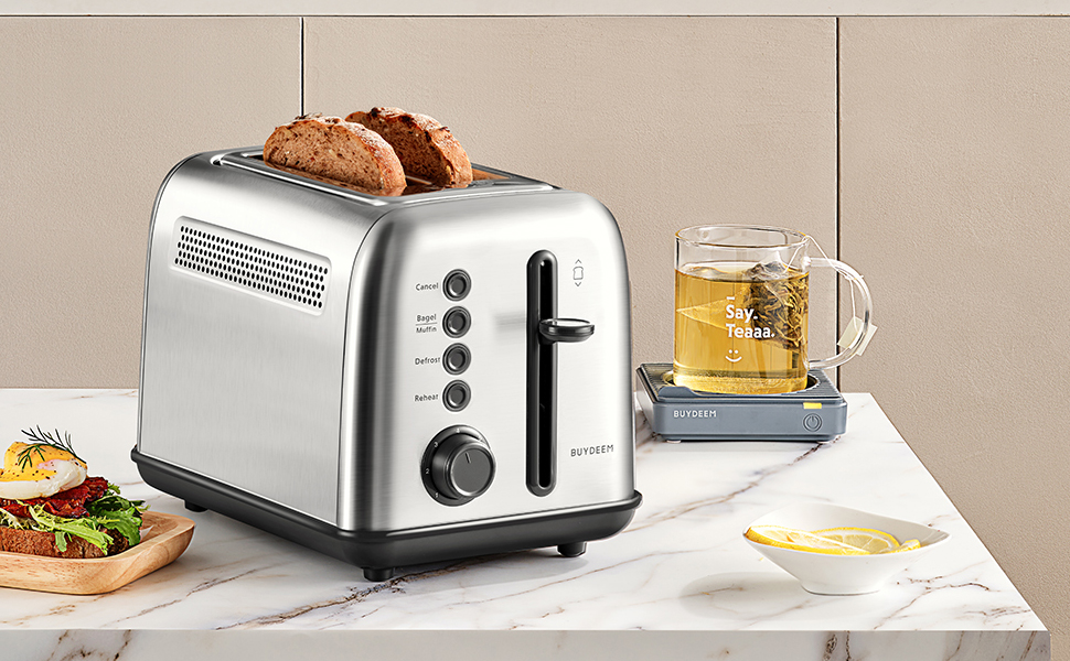 BUYDEEM DT620 2Slice Toaster, Extra Wide Slots, Retro