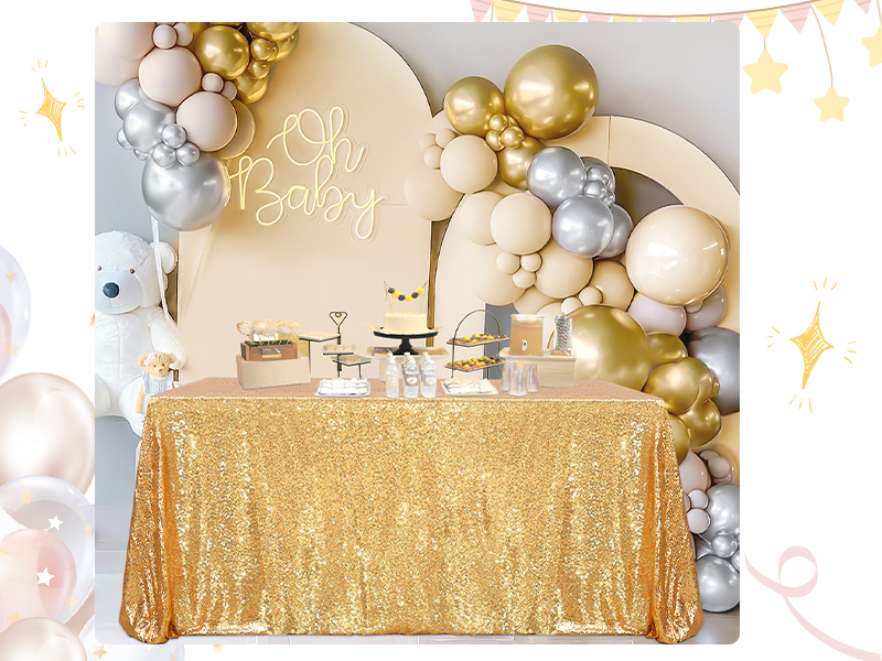 Gold sequin tablecloth