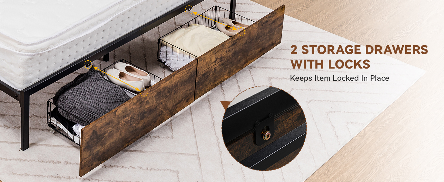 COMHOMA King Size Bed Frame, Platform Bed Frame with