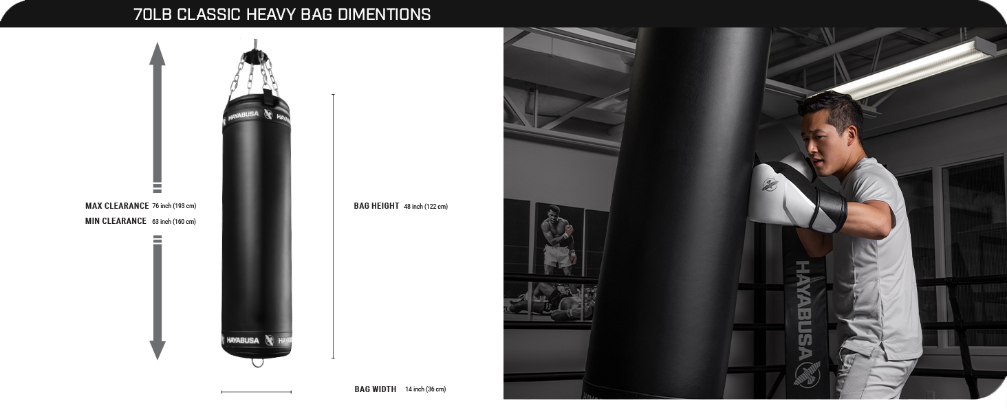 Hayabusa Classic Heavy Bag - Black, 70lb