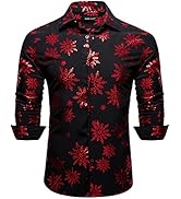 Barry.Wang Mens Christmas Shirt Xmas Holiday Party Dress Shirts Long Sleeve Snow Print Christmas ...