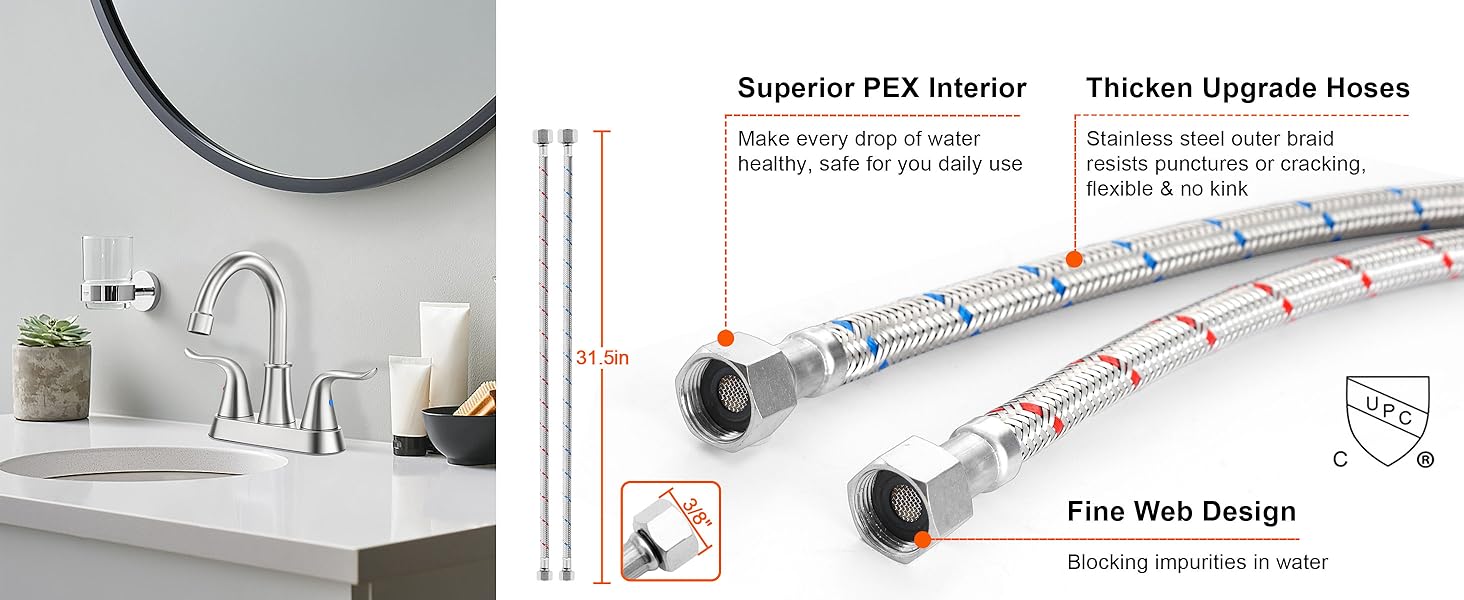 Homikit Bathroom Faucet for 3 Hole, 4 Inch 2Handle Bathroom Sink
