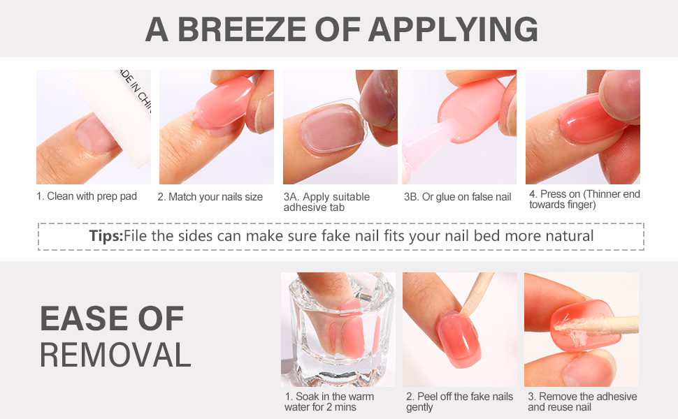 Press on nails fake nails false nails artificial nails glue on nails for women girls