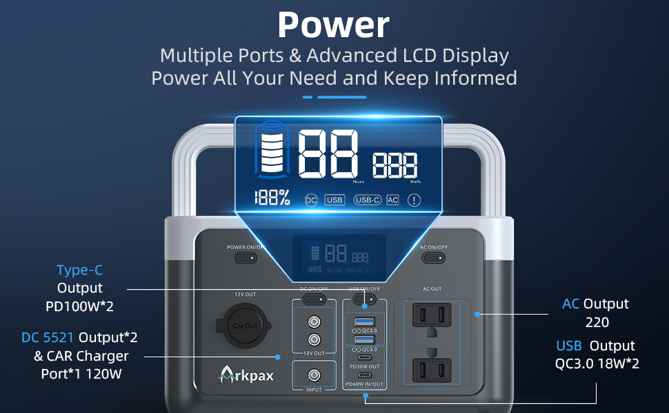 Arkpax S300 PowerCore 256Wh LiFePO4 Portable Power Station