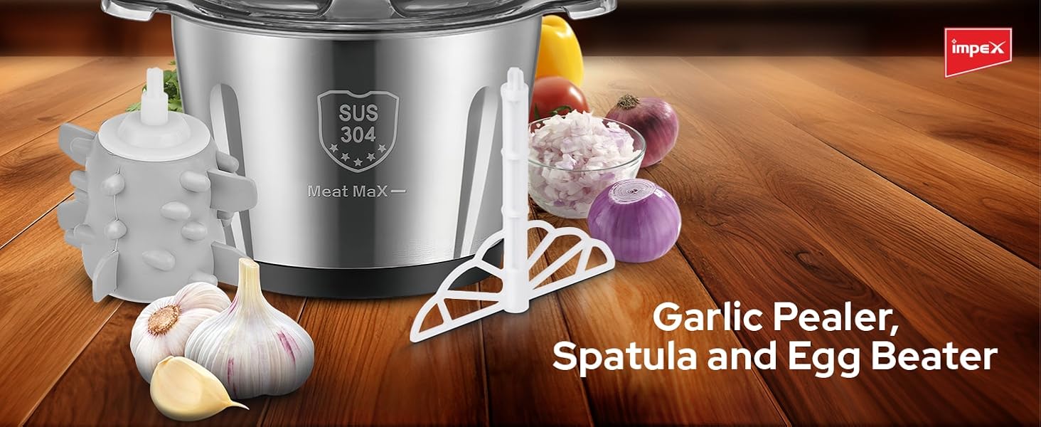 Impex Electric Food Chopper 3Ltr Food Processor Blender 400W, 3Speed Adjustable, Meat Grinder, Stainless Steel Body And 6Pcs Blade,Multi Food Chopper For Meat,Vegetables,Fruits,Nuts -2Years Warranty 25 Food Chopper