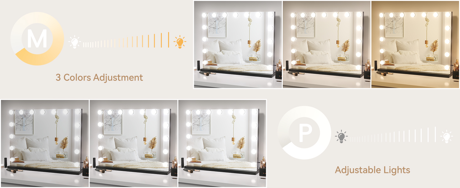 a set of four images showing a mirror with a light on the mirror.