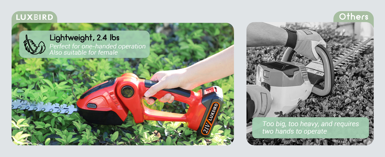 LUXBIRD Cordless Grass Shears, 2in1 Mini Hedge Trimmer