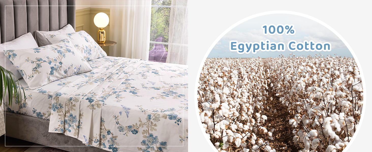 QSH Floral King Size Sheet Sets Elegant Bird Tree Branch