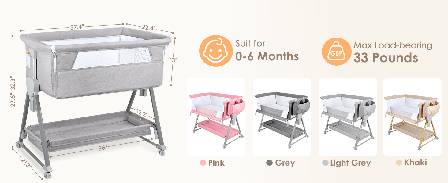 light grey baby bassinet