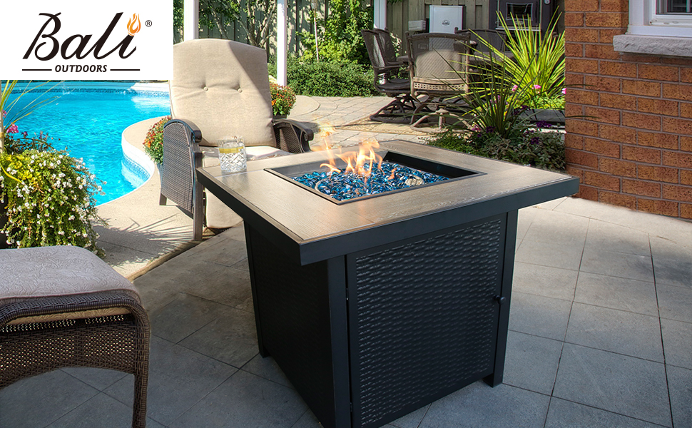 BALI OUTDOORS 30 Inch Propane Fire Pit Table, Gas Fire Pit