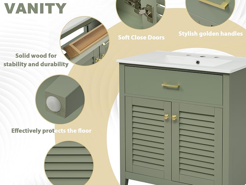 30" Bathroom Vanity with Single Sink Combo, Floor Bathroom with