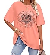 ADOREJOY Oversized Tshirts for Women Crewneck Summer Short Sleeve Loose Graphic Basic Tees