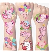 Gameza Axolotl Temporary Tattoos Stickers - 200+ Axolotl Birthday Decorations Favors Cute Axolotl...