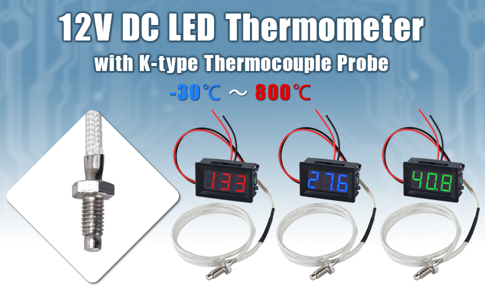 XH-B310 Thermomètre Numérique Industriel, 12 V -30800 °C K-type M6